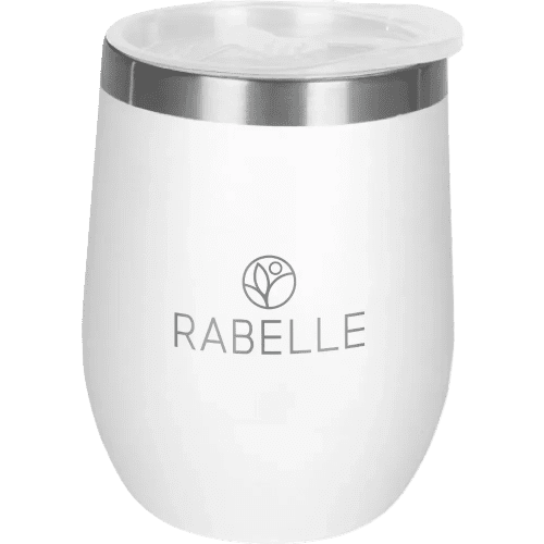 Promotional Mood Reusable Coffee Cups in White Engraved with a Logo by Total Merchandise