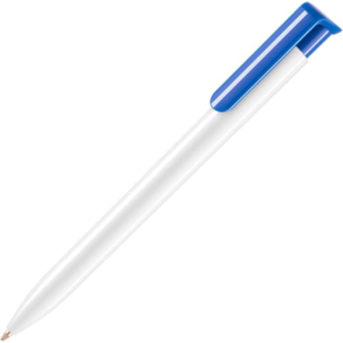 Promotional Absolute Extra Ballpens in White with Light Blue Clip from Total Merchandise