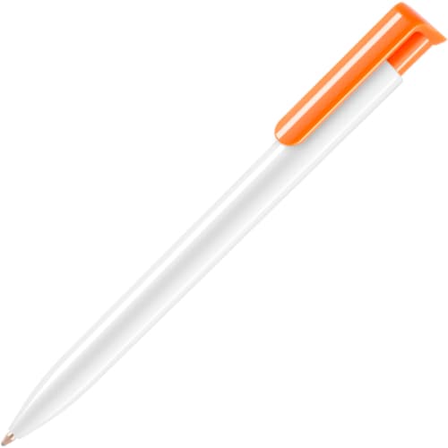 Custom Printed Absolute Extra Ballpens in White with Orange Clip from Total Merchandise