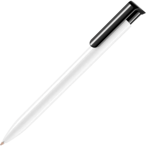 Custom Printed Absolute Extra Ballpens in White with Black Clip from Total Merchandise