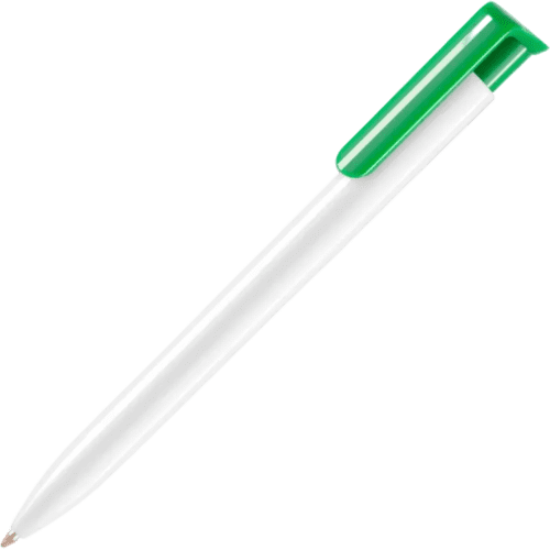 Branded Absolute Extra Ballpens in White with Green Clip from Total Merchandise