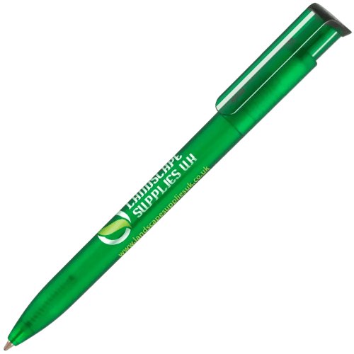 Promotional Absolute Frost Ballpens in Green Express Printed with a Logo by Total Merchandise