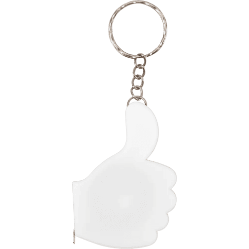 Personalised OK Tape Measure Keyring in white from Total Merchandise