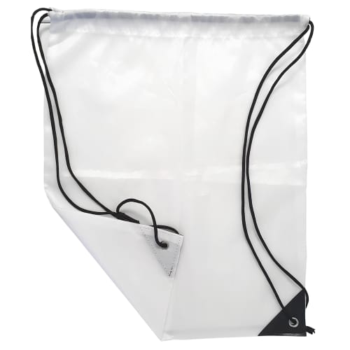Flatpack Promotional Core Range Drawstring Bags in White with Black Handles from Total Merchandise