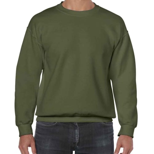 Logo printed Gildan Heavy Blend Adult Crew Neck Sweatshirt in Military Green from Total Merchandise