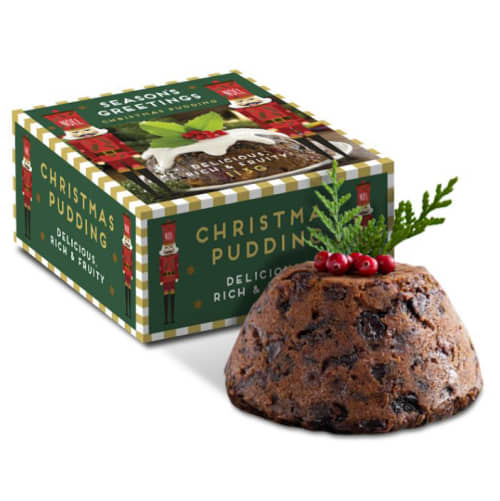 UK Branded Eco Box Christmas Puddings Printed with a Logo by Total Merchandise