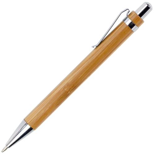 Custom branded Push-Button Bamboo Ballpen with a design from Total Merchandise