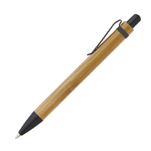 Push-Button Bamboo Ballpens in Natural/Black