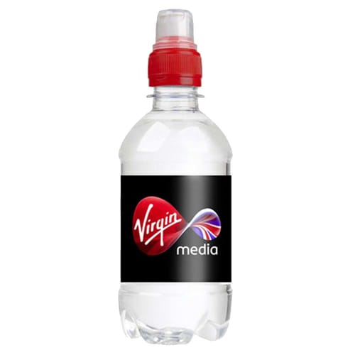 Company logo printed 330ml Bottled Water with a red sports cap from Total Merchandise