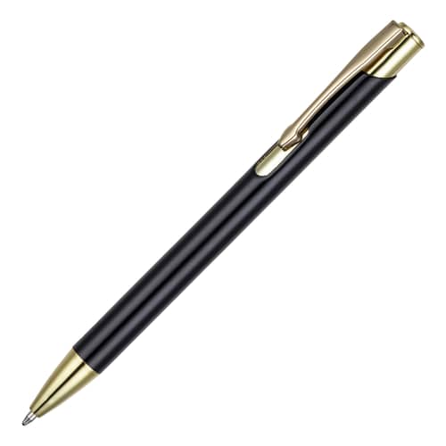 Side view of our promotional metal Beck ballpen in black & gold from Total Merchandise