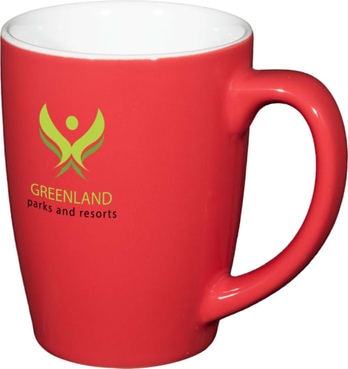 Custom Branded Mendi Mugs in Red with a White Interior and Printed with a Logo by Total Merchandise
