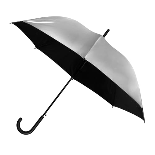 Branded Falconetti® Automatic Umbrella in Silver/Black Printed with a Logo by Total Merchandise