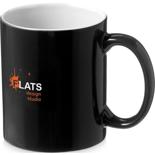 Custom Branded Java Mugs in Black/White Ceramic Mugs Printed with a Logo by Total Merchandise