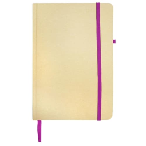 Custom Branded Borrowdale Hardback Notebooks in Natural with Purple Trim from Total Merchandise