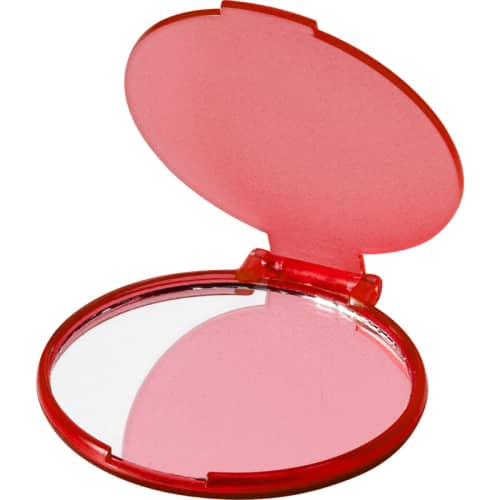 Corporate Branded Compact Mirror in Transparent Red from Total Merchandise