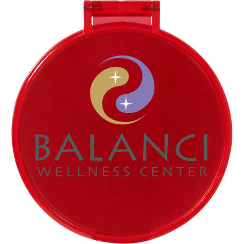 Promotional Glamour Compact Mirror in Transparent Red Printed with a Logo from Total Merchandise