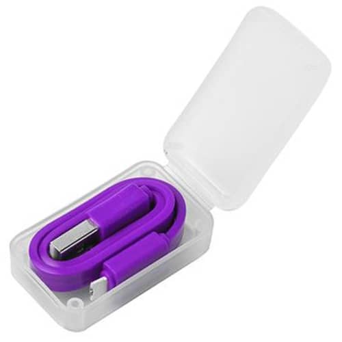 Express UK Printed 2-in-1 USB Charging Cables in Purple with a Clear Case from Total Merchandise
