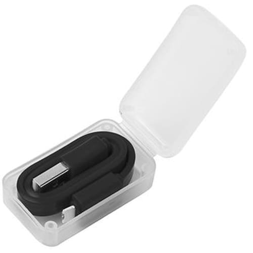 Promotional 2-in-1 USB Charging Cables in Black with a Clear Case from Total Merchandise