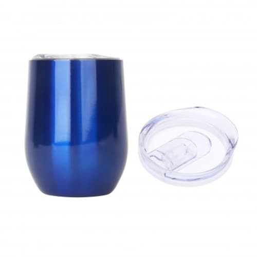 Promotional Tulip Shaped Reusable Cup with Lid in Blue from Total Merchandise