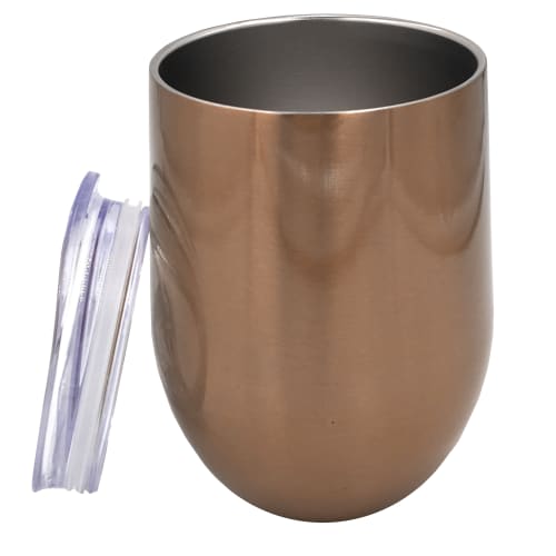 Custom Branded Stainless Steel Reusable Coffee Cups in Rose Gold from Total Merchandise