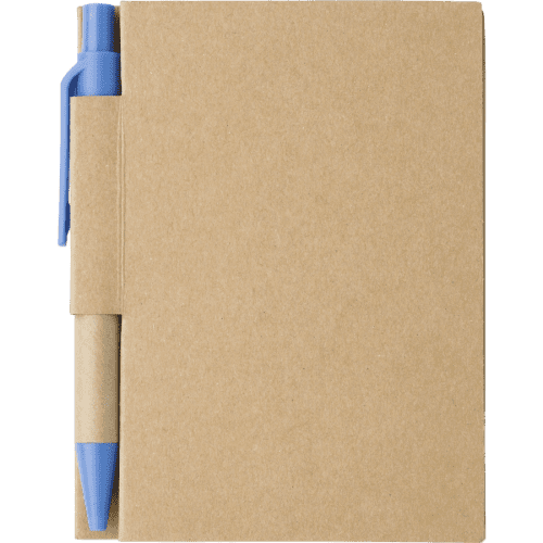 Custom Printed Mini Eco Notebook and Pen Set in Brown/Light Blue from Total Merchandise
