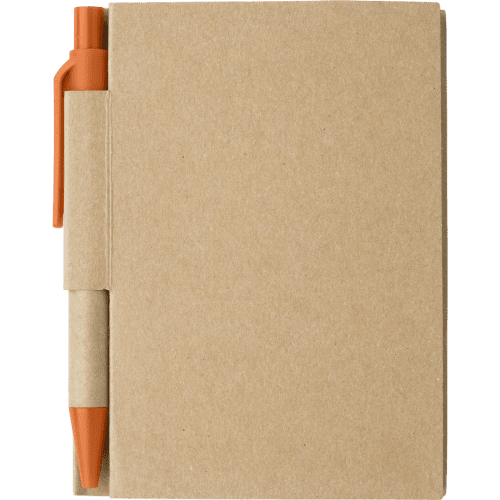 Custom Printed Mini Eco Notebook and Pen Set in Brown/Orange from Total Merchandise