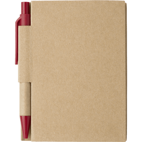 Corporate Branded Mini Eco Notebook and Pen Set in Brown/Red from Total Merchandise