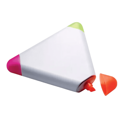 Branded Triangular Shaped Highlighters with Fuchsia, Yellow and Orange Ink by Total Merchandise