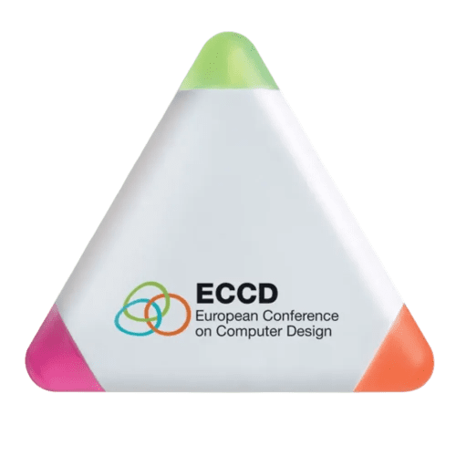 Promotional Triangular Shaped Highlighter in White Printed with a Logo by Total Merchandise