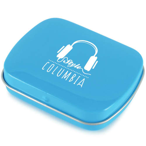 Branded Rectangular Mint Tin With A Design From Total Merchandise - Cyan