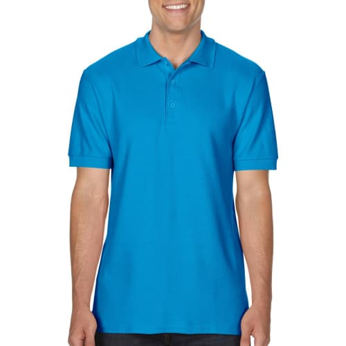 Promotional Gildan Premium Cotton Men's Polo Shirts in Sapphire Blue from Total Merchandise