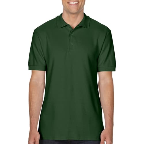 Custom Branded Gildan Premium Cotton Men's Polo Shirts in Forest Green from Total Merchandise