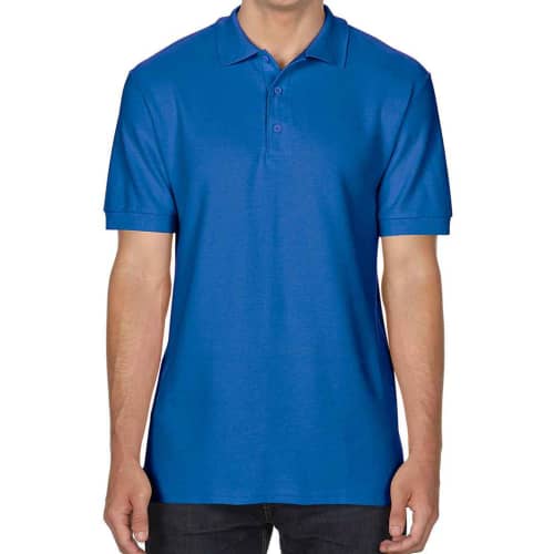 UK Printed Gildan Premium Cotton Women's Polo Shirts in Royal Blue from Total Merchandise