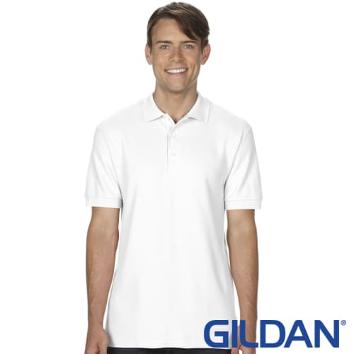 Custom Printed Gildan Premium Cotton Polo Shirts in White from Total Merchandise