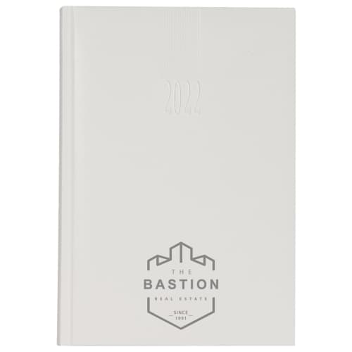 Branded Eurotop A5 Daily Diary in White with a Foil Blocked Logo from Total Merchandise