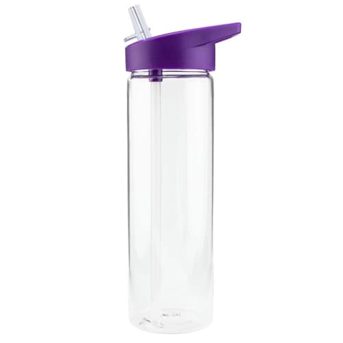 Express UK Branded Hawaii Water Bottles with Straw and Purple Lid from Total Merchandise