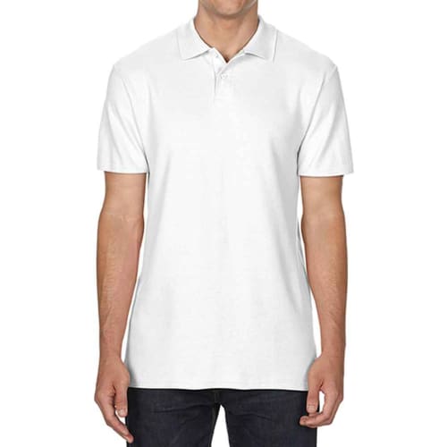 UK Branded Gildan Men's SoftStyle Polo Shirts in White from Total Merchandise