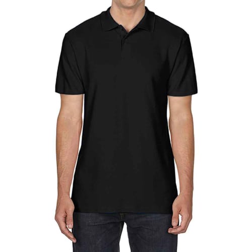 UK Printed Gildan Men's SoftStyle Polo Shirts in Black from Total Merchandise