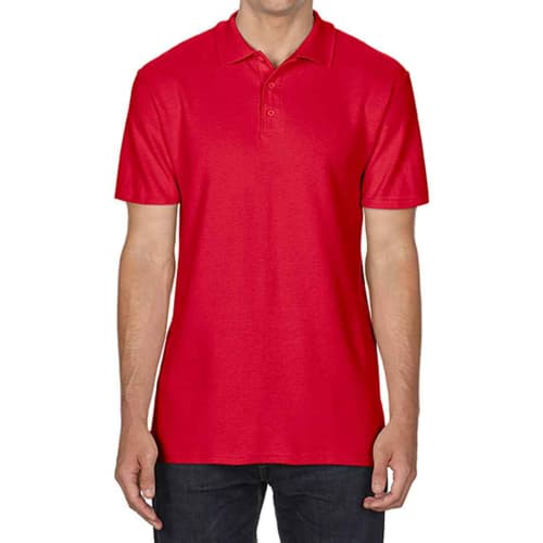 UK Printed Gildan Men's SoftStyle Polo Shirts in Red from Total Merchandise