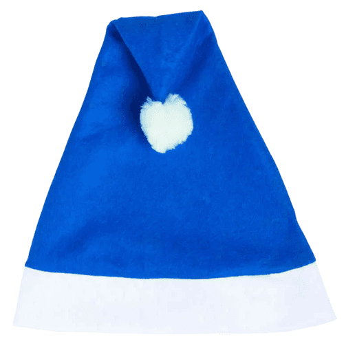 Custom Branded Santa Hats in Blue/White from Total Merchandise
