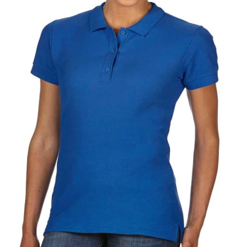 Custom Printed Gildan Ladies' Premium Cotton Polo Shirts in Royal Blue from Total Merchandise