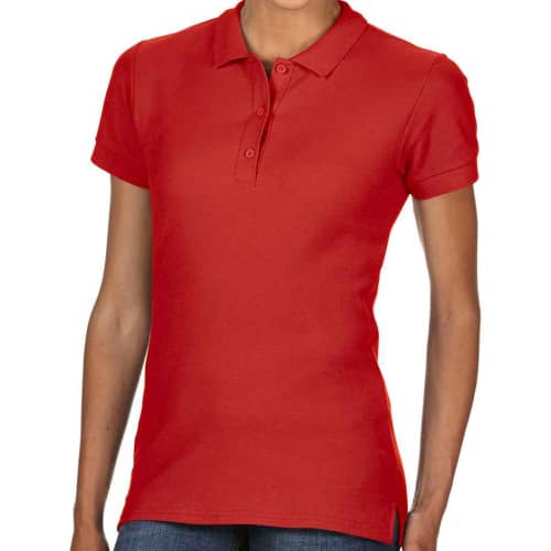 Promotional Gildan Women's Premium Cotton Polo Shirts in Red from Total Merchandise