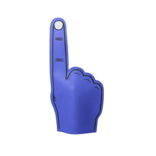 Customised Foam Hands in Blue printed with your company logo from Total Merchandise