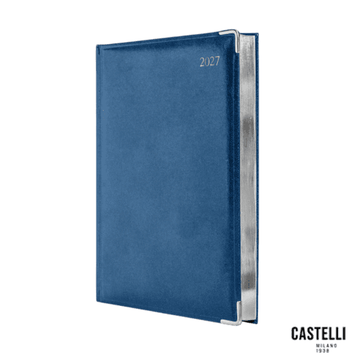 Promotional A5 Daily White Colombia De Luxe Diary in China Blue from Total Merchandise
