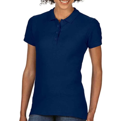 UK Branded Gildan Women's SoftStyle Cotton Polo Shirts in Navy from Total Merchandise