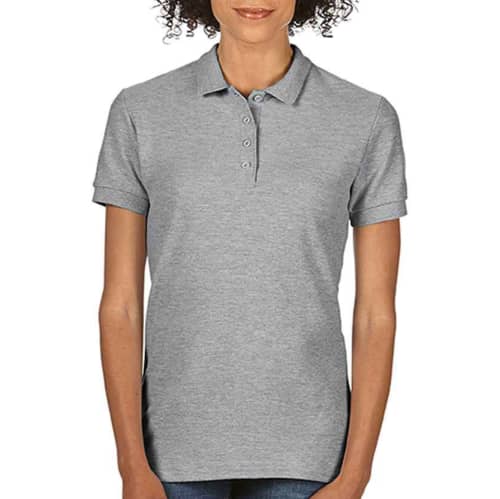 UK Branded Gildan Ladies' SoftStyle Cotton Polo Shirts in Sport Grey from Total Merchandise