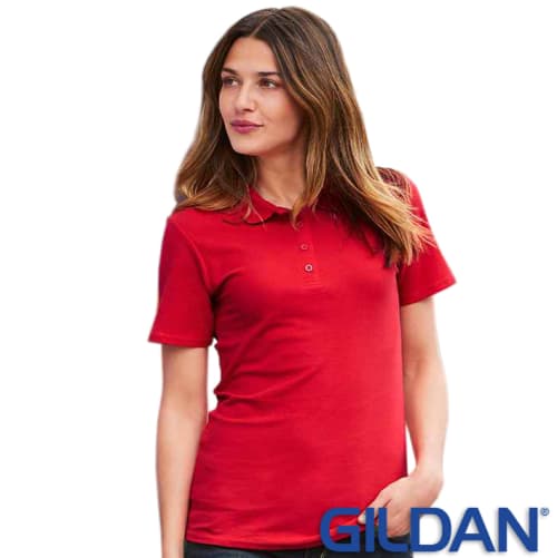 Custom Printed Gildan Ladies' SoftStyle Cotton Polo Shirts in Red from Total Merchandise