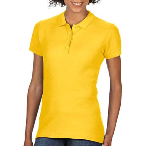 Promotional Gildan Ladies' SoftStyle Cotton Polo Shirts in Daisy Yellow from Total Merchandise