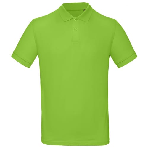 Logo printed B&C Men's Organic Cotton Polo Shirt in orchid green from Total Merchandise