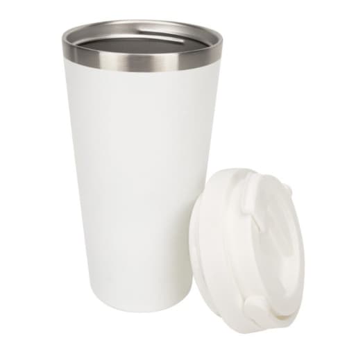 Custom branded Oxy Insulated Metal Coffee Cups in White from TOtal Merchandise